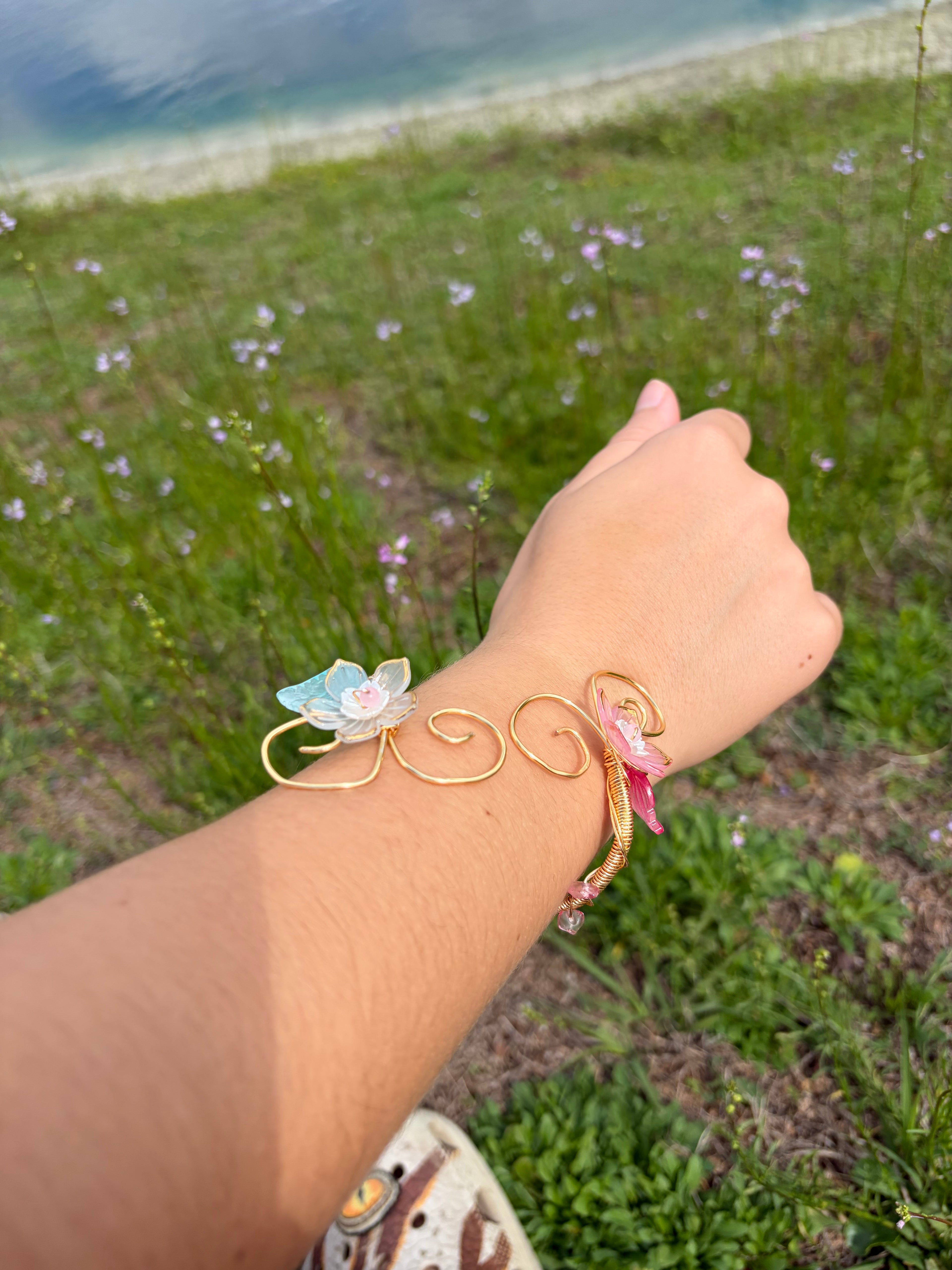 Small flower wrist cuff