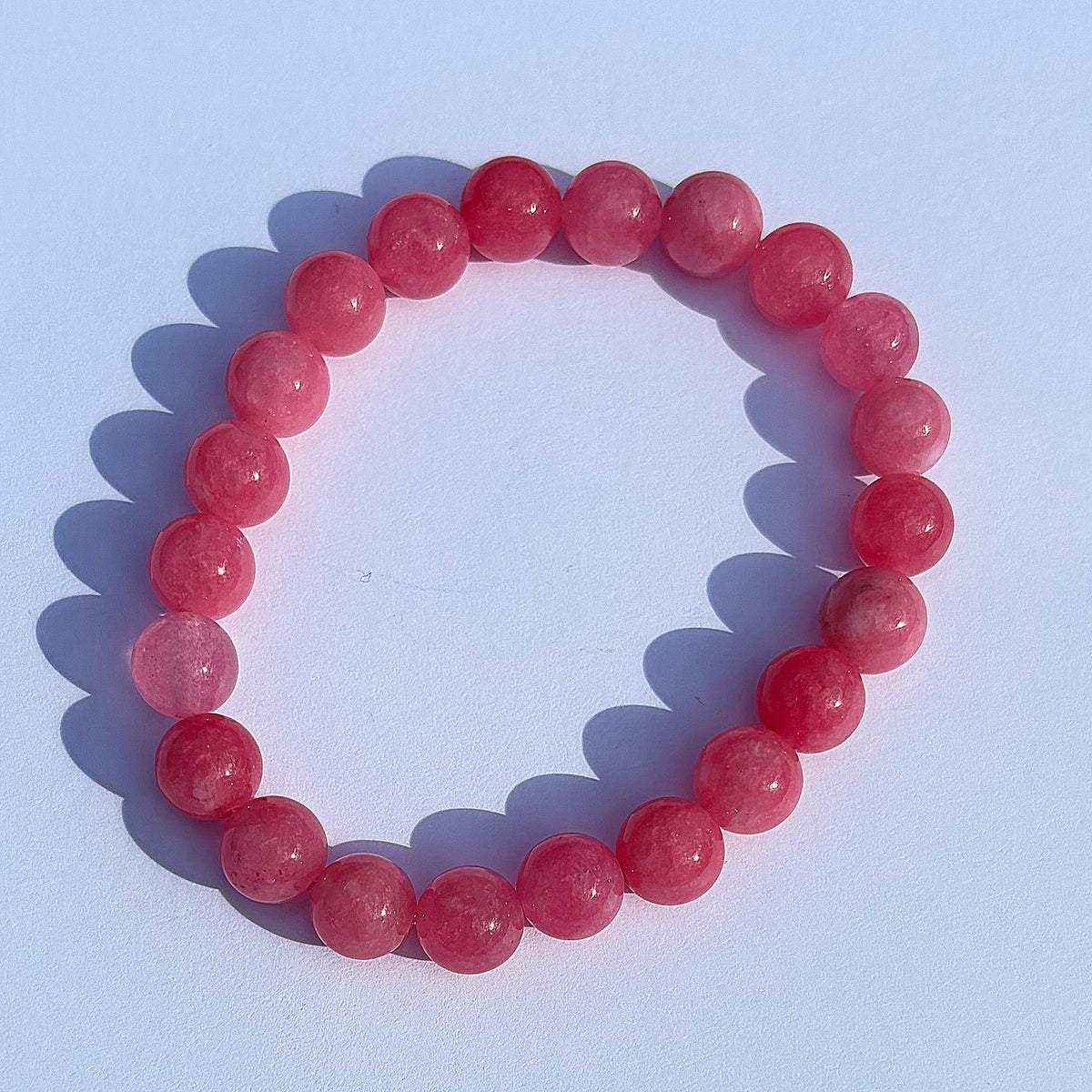 Pink Jade Beaded Bracelet