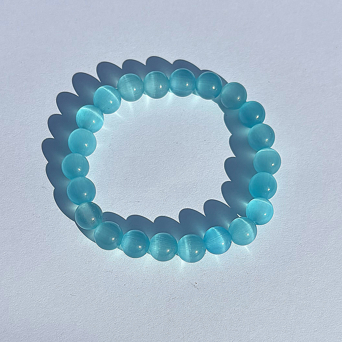 Blue Cats-Eye Beaded Bracelet