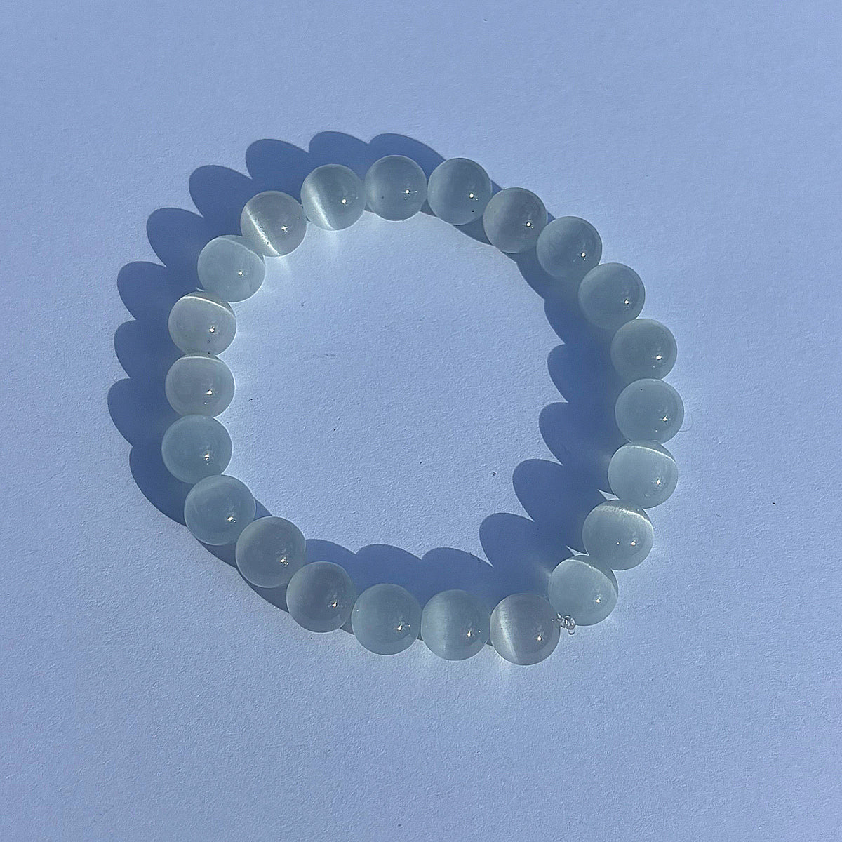 White Cats-Eye Beaded Bracelet