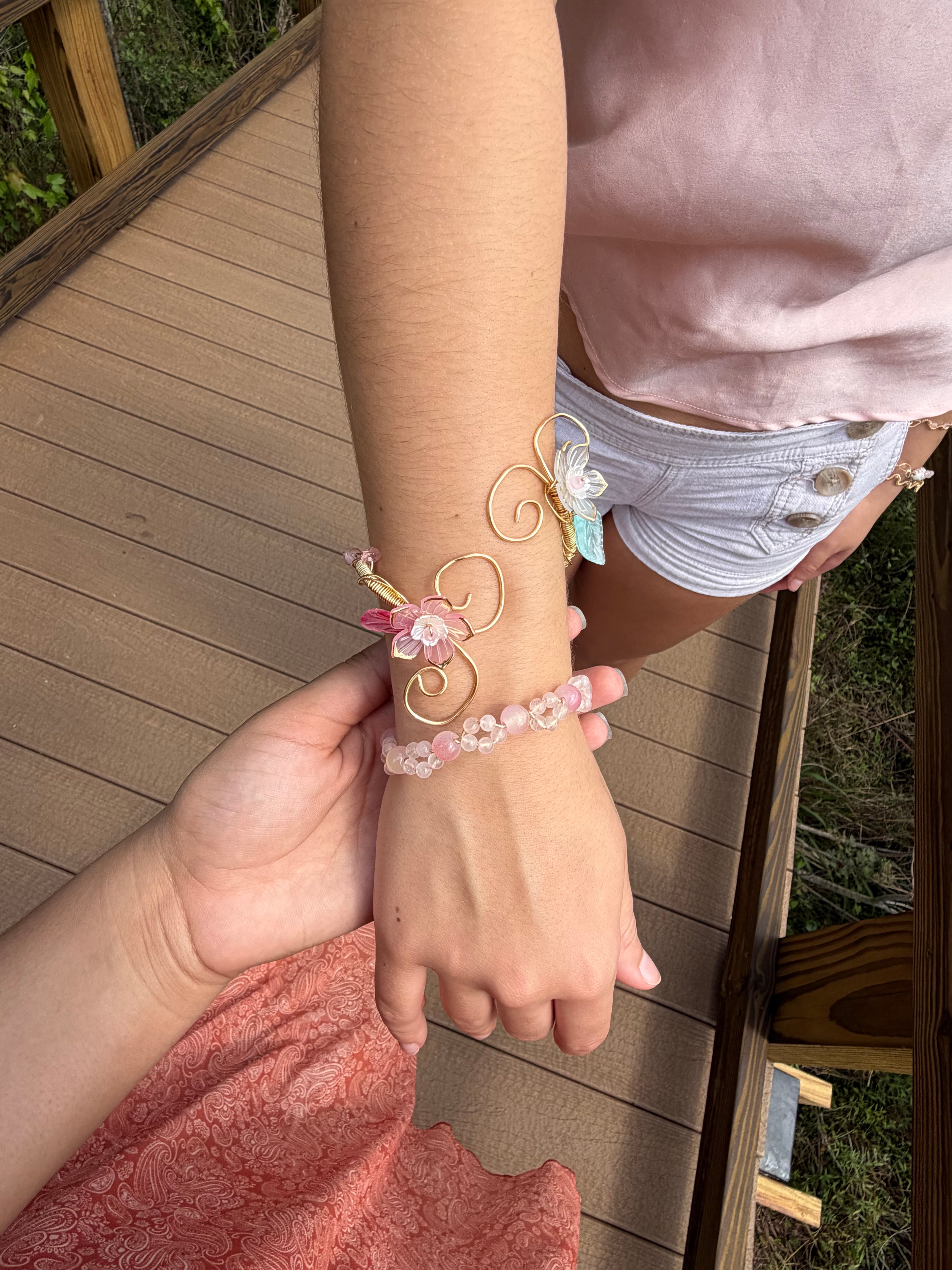 Small flower wrist cuff