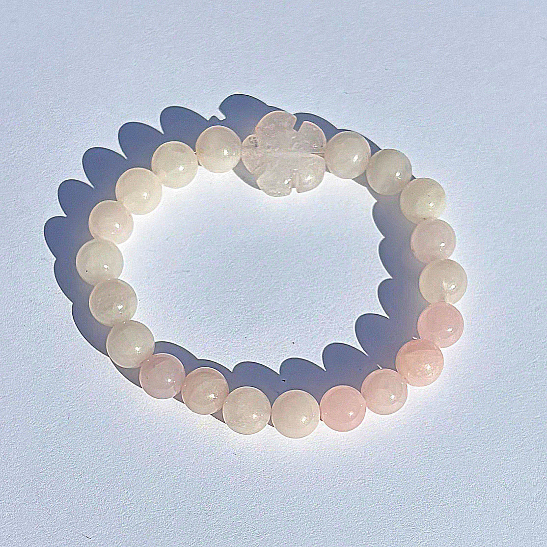 Flower Rose Quartz Beaded Bracelet