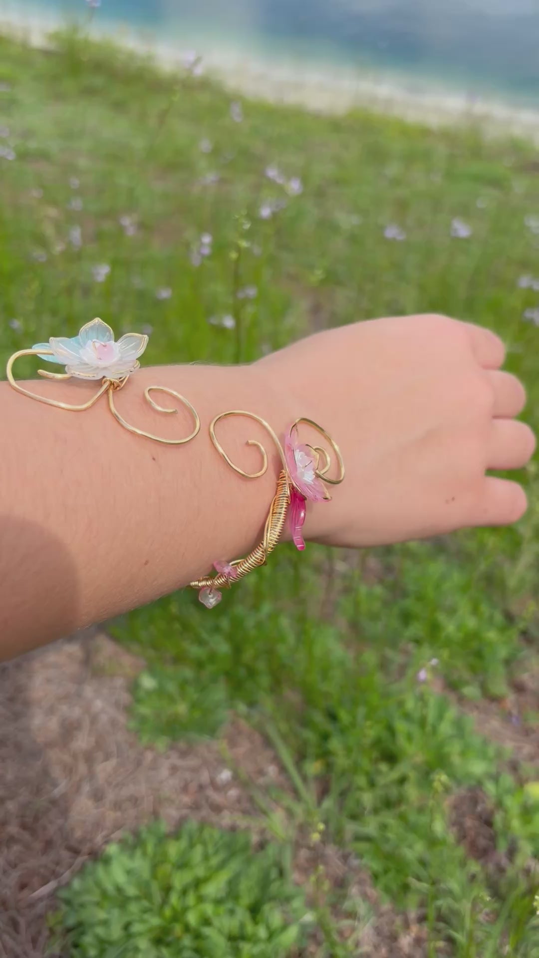 Small flower wrist cuff